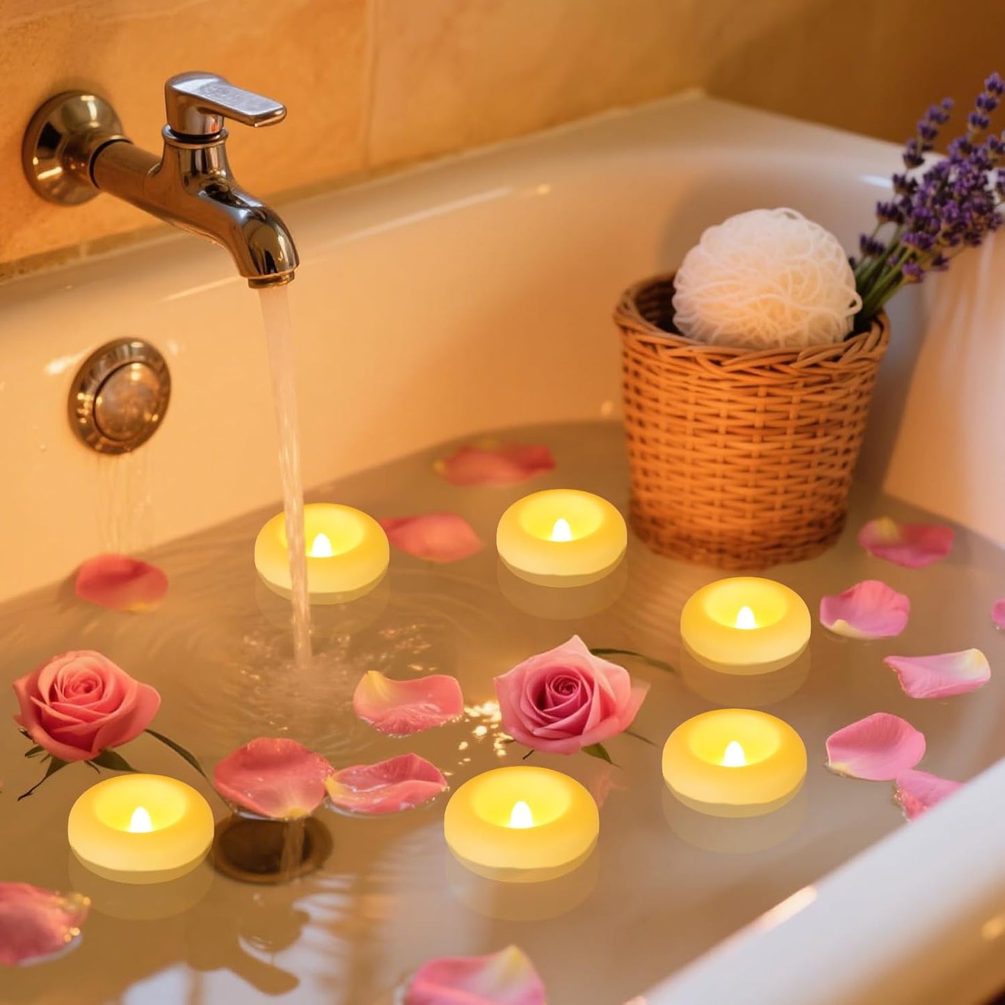 Aignis 36pcs Flameless LED Floating Candles Battery Operated, 120+ Hours Glow Time, 3 Inch Ivory Plastic Tealights, Cozy Warm Yellow Light for Romantic Pool/Bathtub/Hot Bath/Wedding Centerpiece Decor