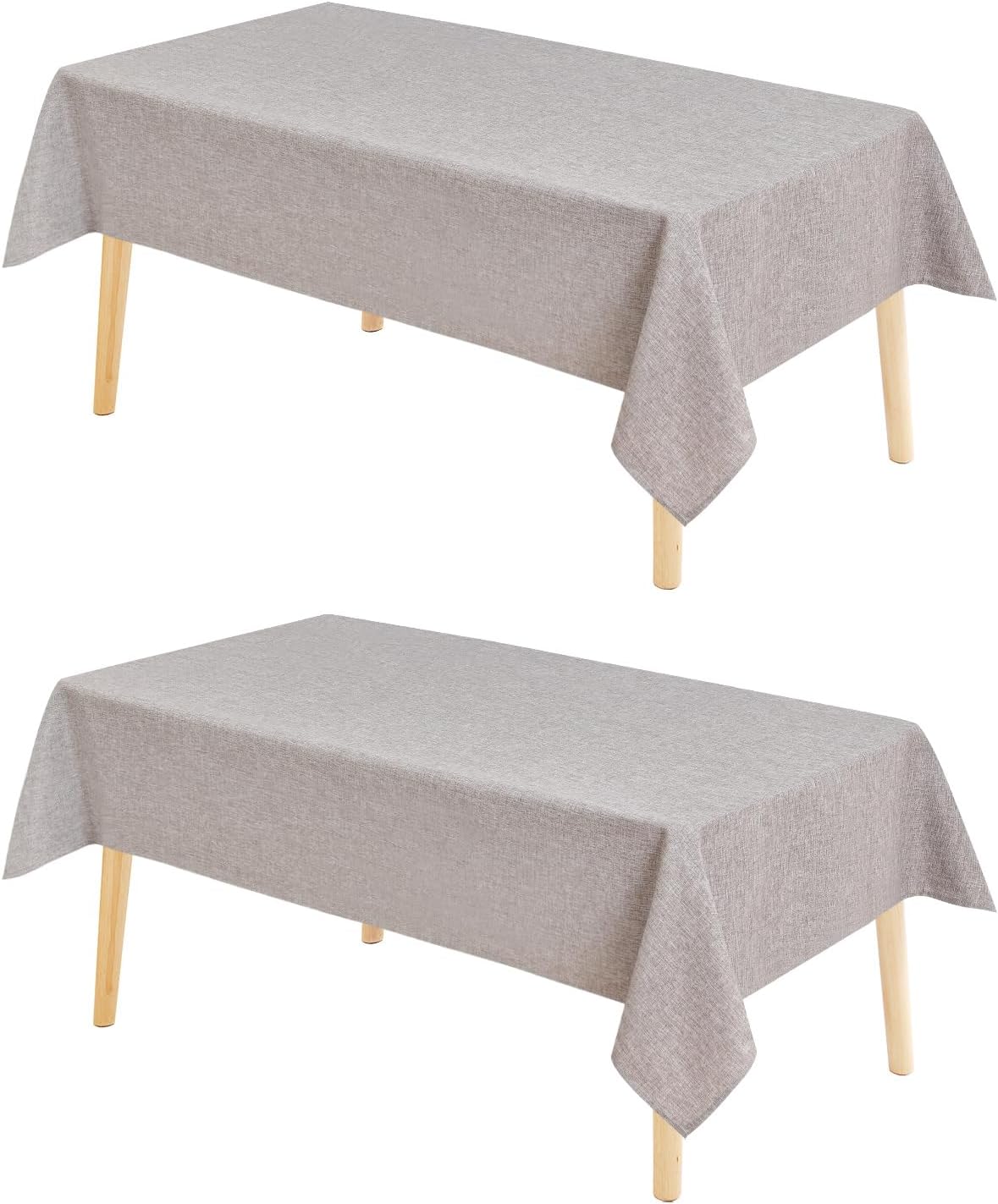 Hiasan 2 Pack Faux Linen Rectangle Tablecloth - Wrinkle and Stain Resistant Washable Table Cloth for Kitchen Dining Room Holiday Table Cover for Party Dinner, Stone, 54 x 80 Inch