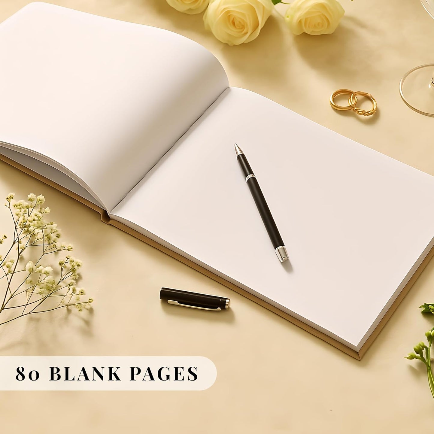 Wedding Guest Book – Personalized Polaroid Guest Book for Wedding Reception, Custom Sign In Photo Book with Blank Pages, Elegant Keepsake for Guests (Metallic Gold)