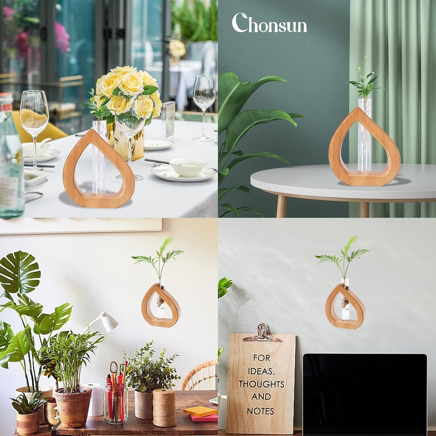 Propagation Stations Planter Terrariums Wall Hanging Test Tube Desk Decorations with Wooden Stand Plant Terrarium Office Decor Gifts for Plant Lover Gifts