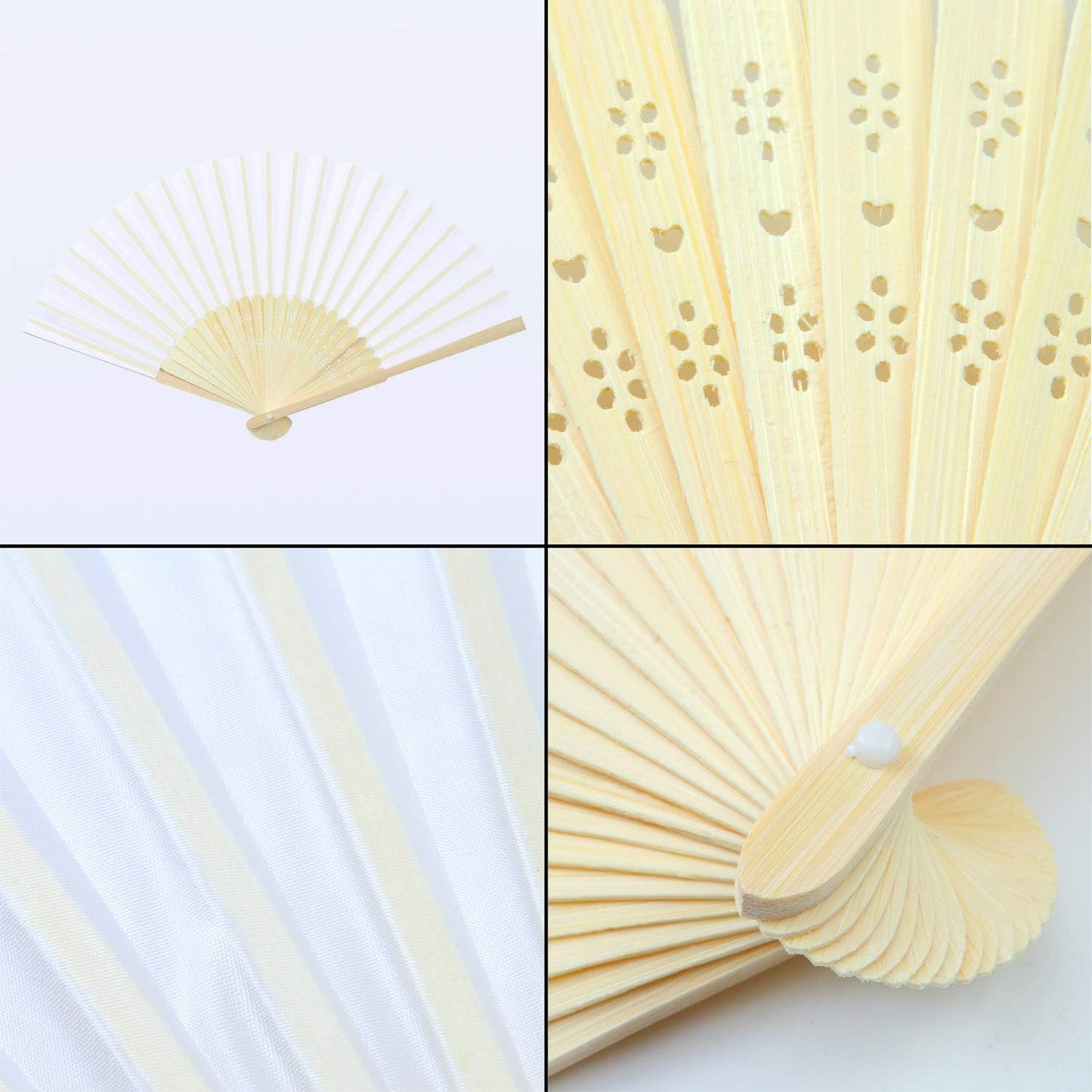 Aneco 18 Pieces White Handheld Cloth and Bamboo Folding Fans for Wedding Decoration, Church Gifts, Party Favors, DIY Decoration