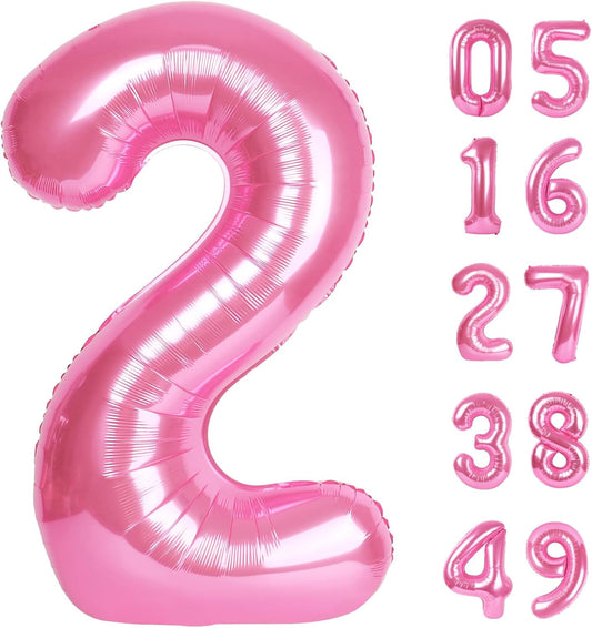 Big Pink 2 Number Balloon 40 Inch Birthday Decoration, Number 2 Helium Balloon 12 20 22 23 24 26 28 32 42 Celebration, Boy Girl Baby Anniversary Party Graduations Supplies Decorations