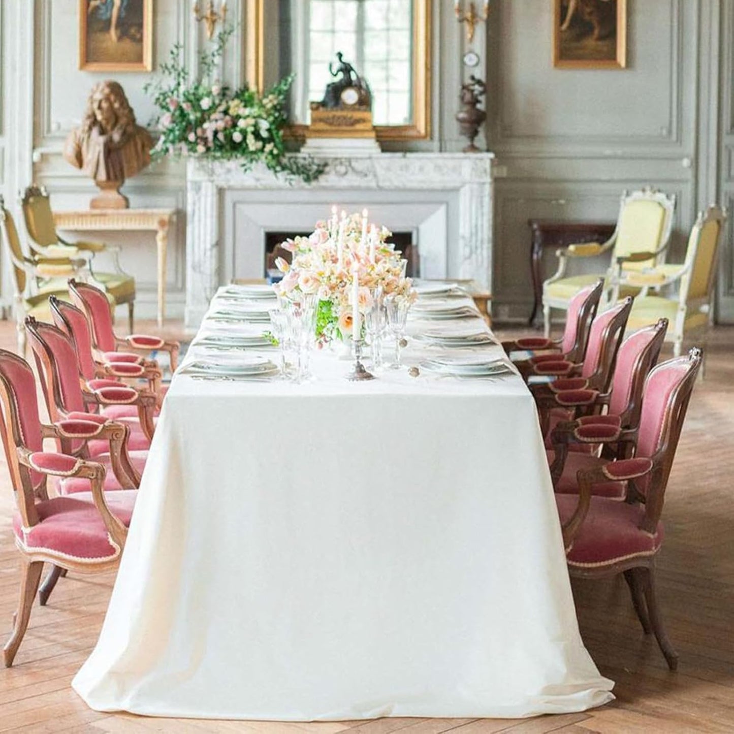 8 Pack White Table Cloth 90 x 156 Inch Rectangular Tablecloths for 8 Foot Rectangle Tables, Wrinkle Resistant White Tablecloth Washable Polyester Fabric Table Covers for Party Wedding Banquet