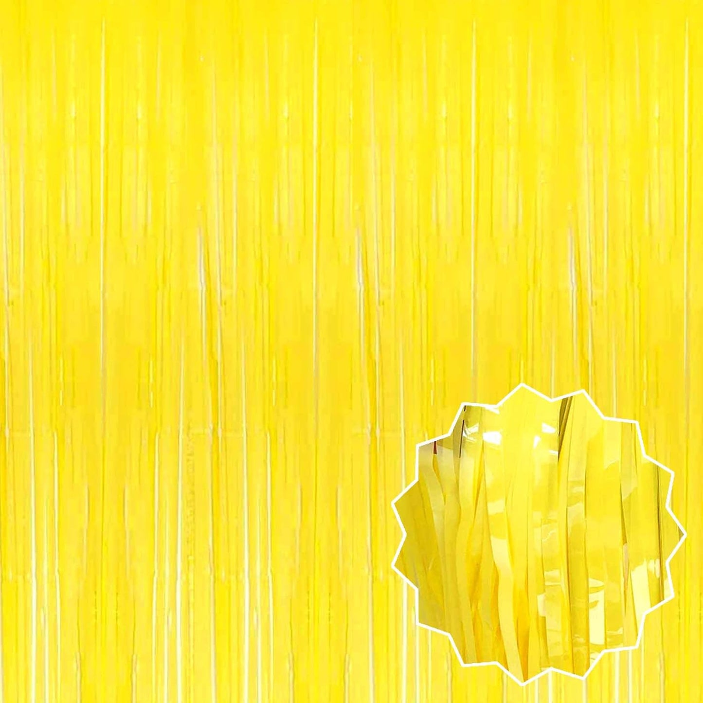 3 Pack Macaron Yellow Foil Fringe Curtains Backdrop, 3.28 x 9.8 Ft Metallic Streamers Tinsel Curtains Background for Photo Booth, Birthday, Halloween, Christmas, New Year Party Decorations