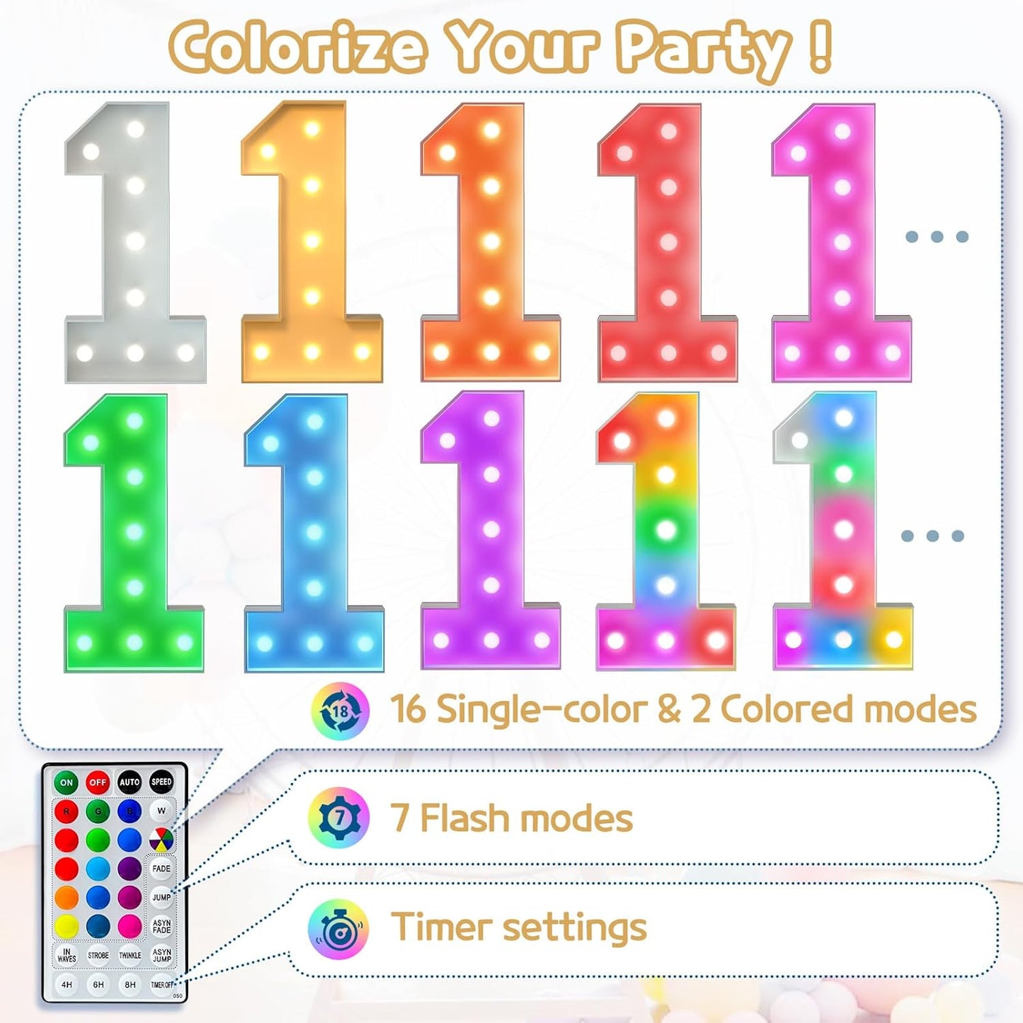 Marquee Numbers Colorful 30th-Birthday Decoration: 4FT Large Light Up 30 Year Old Birthday Decorations Anniversary Backdrop for Men Women Cardboard White Sign 18 Colors Number 30 Mosaic Balloon Frame