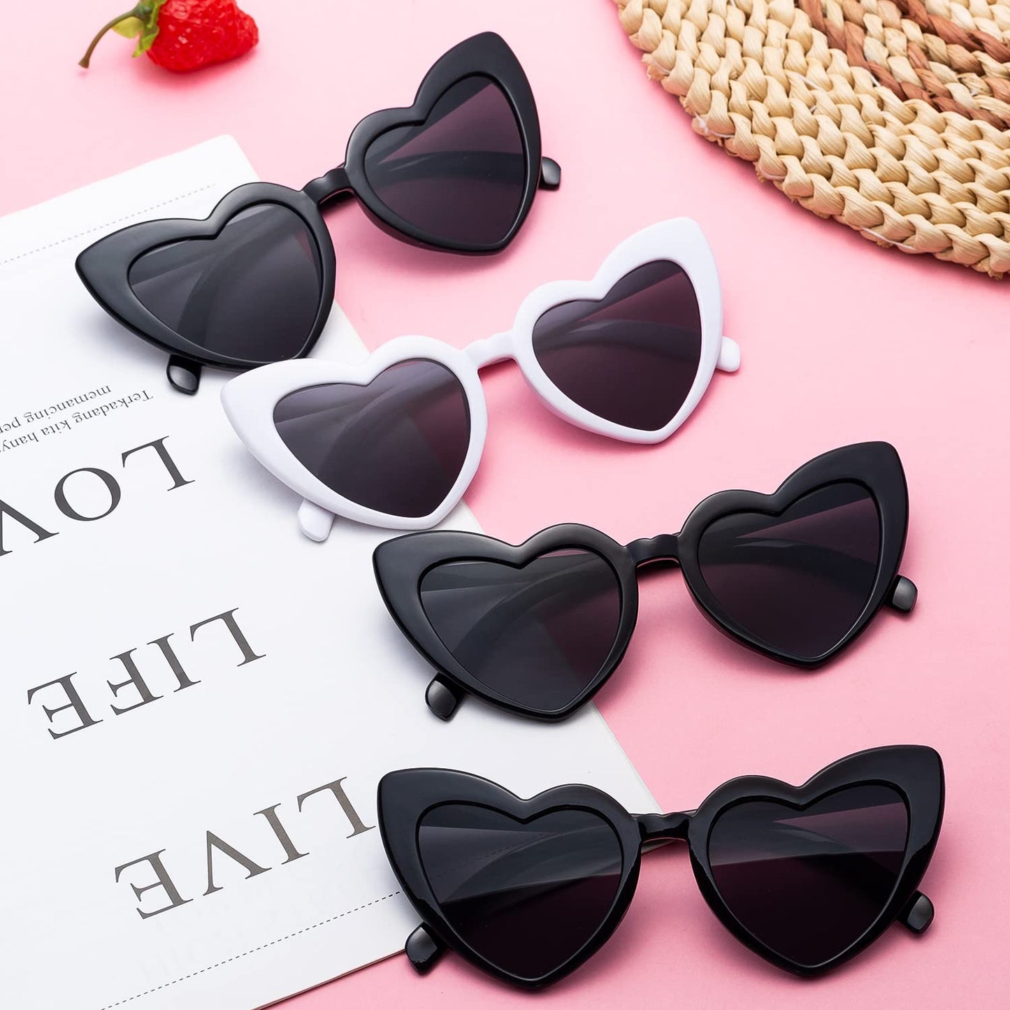 1+7 Pack Bachelorette Party Favor Retro Heart Sunglasses and Bridesmaid Scrunchies Set (Purple)