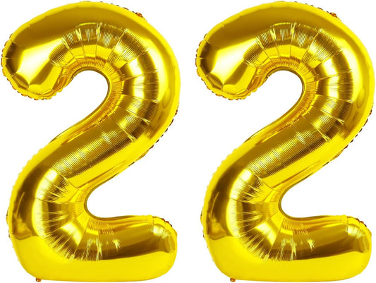 Gold 40 Inch Big Number Balloon Birthday Decoration, Number 22 Helium Balloon 22 Celebration, Boy Girl Anniversary Party Graduations Supplies Decorations