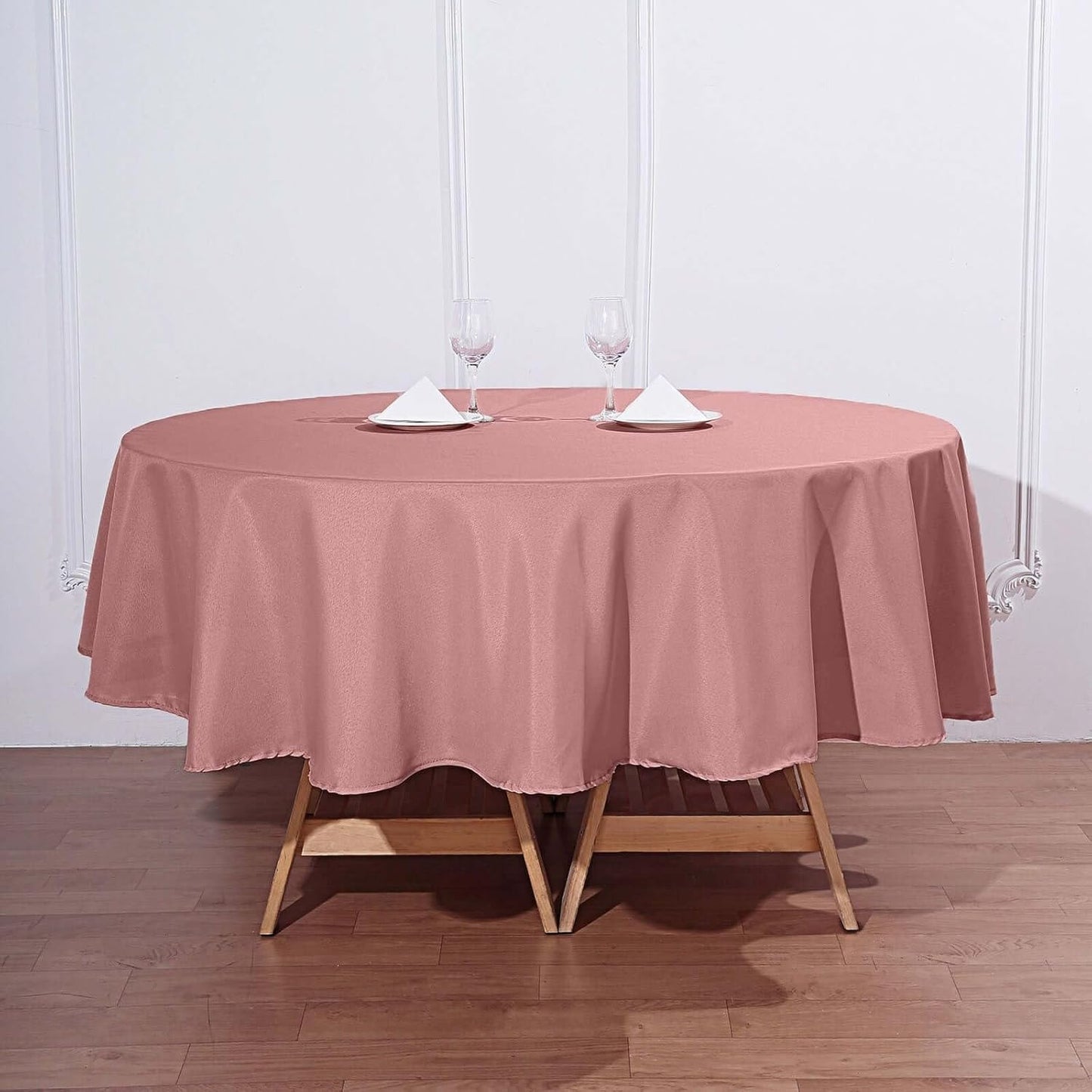 Efavormart Round Tablecloth, 90 Inch Stain & Wrinkle Resistant Washable Table Cloth, Decorative Polyester Fabric Table Cover for Banquet, Wedding, Dining- Dusty Rose