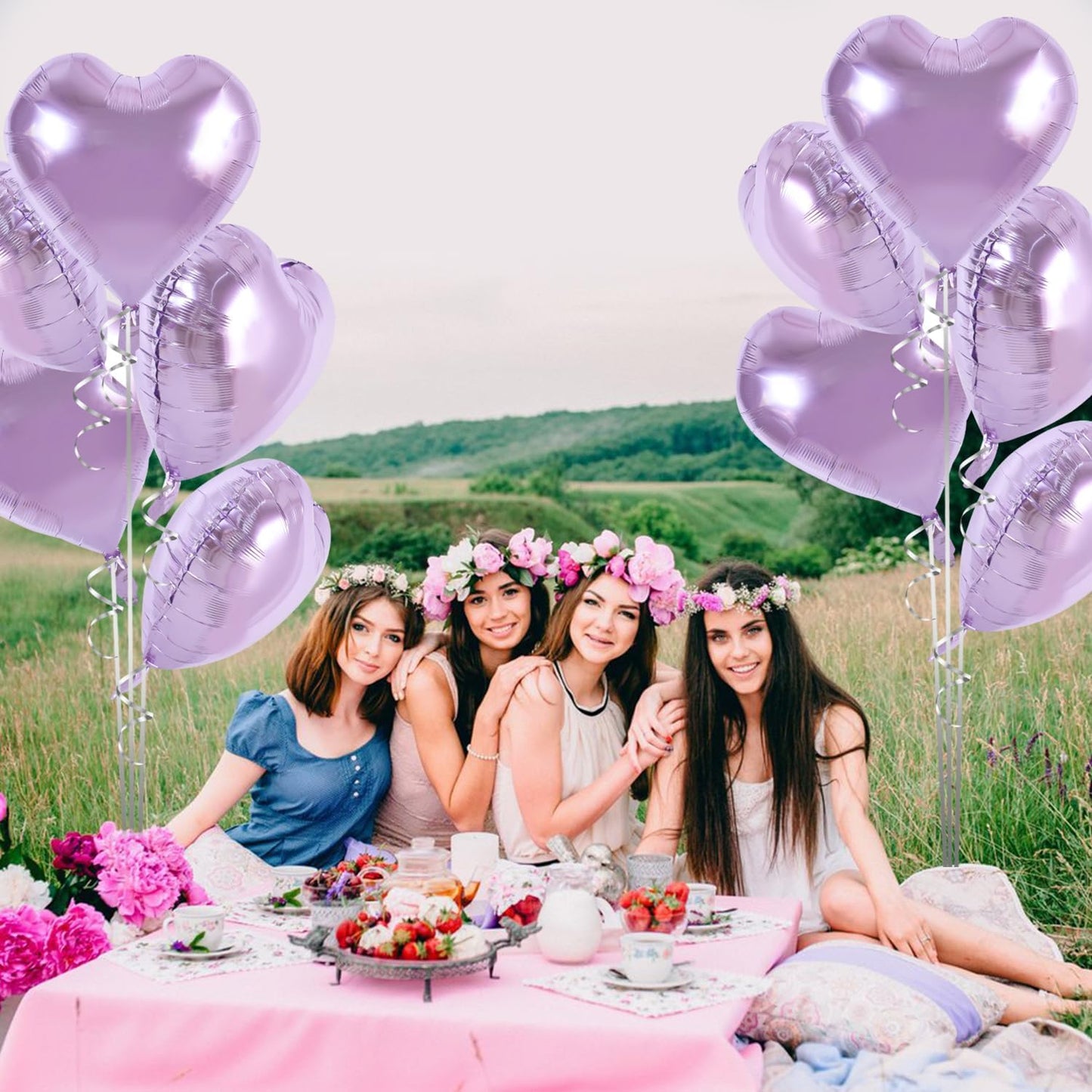 TONIFUL 30Pcs 18 Inch Purple Heart Balloons Purple Heart Shape Foil Mylar Balloons Decoration for Birthday Valentine's Day Wedding Bridal Shower Anniversary Engagement Party Supplies