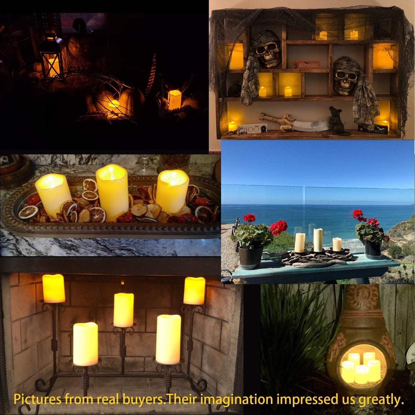 9pcs Flameless Flicking LED Candles with Remote, Battery Operated Candles, Electric Candle for Dining Tables and Fireplaces