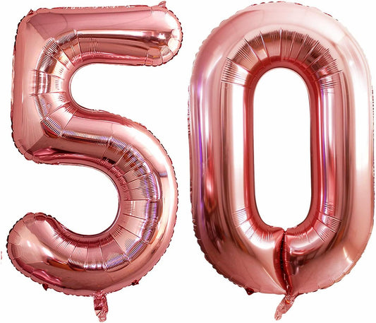 GOER Number 50 Balloons for 50th Birthday Party Decorations,42 Inch Jumbo Foil Helium Balloons for 50th Anniversary (Rose Gold)