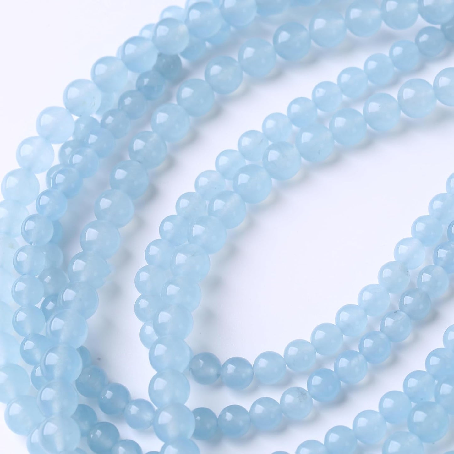 Ice Blue Chalcedony Stone Beads Gemstone Round Crystal Energy Jade Beads Stone Beads for Jewelry Making DIY Bracelet Necklace Jewelry Making 1 Strand 15.5inch 60PCS 6MM