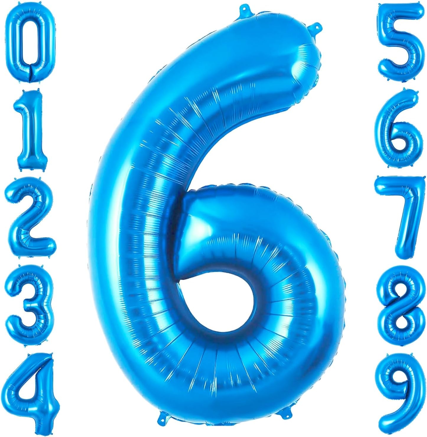 Blue 6 Balloon Number,40 Inch Number 6 Balloon Big Blue 6 Foil Mylar Helium Balloon for Birthday Party Decorations