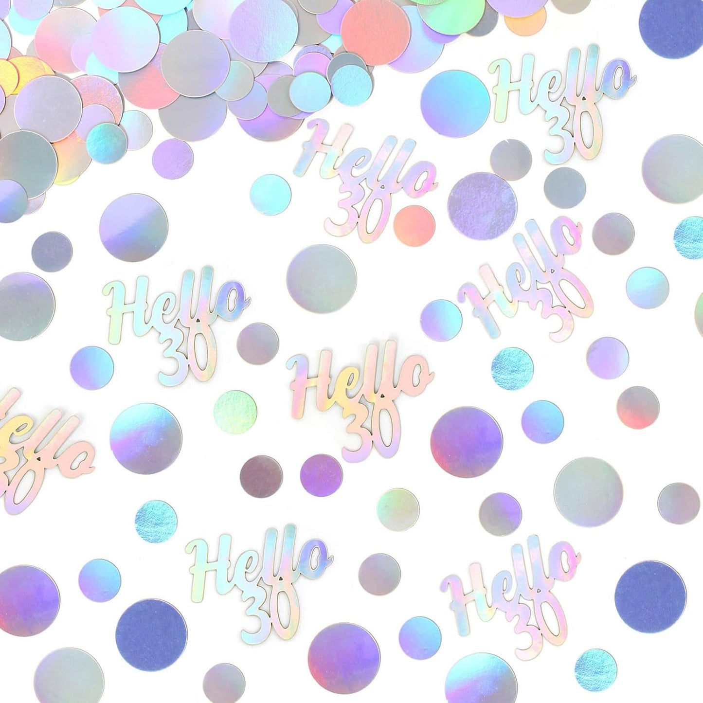 Hello 30 Birthday Confetti for Tables Iridescent Circle Dots Happy 30th Birthday Party Decorations for Her Women Thirty Years Old Birthday Table Scatters Confetti Decor Supplies 300PC