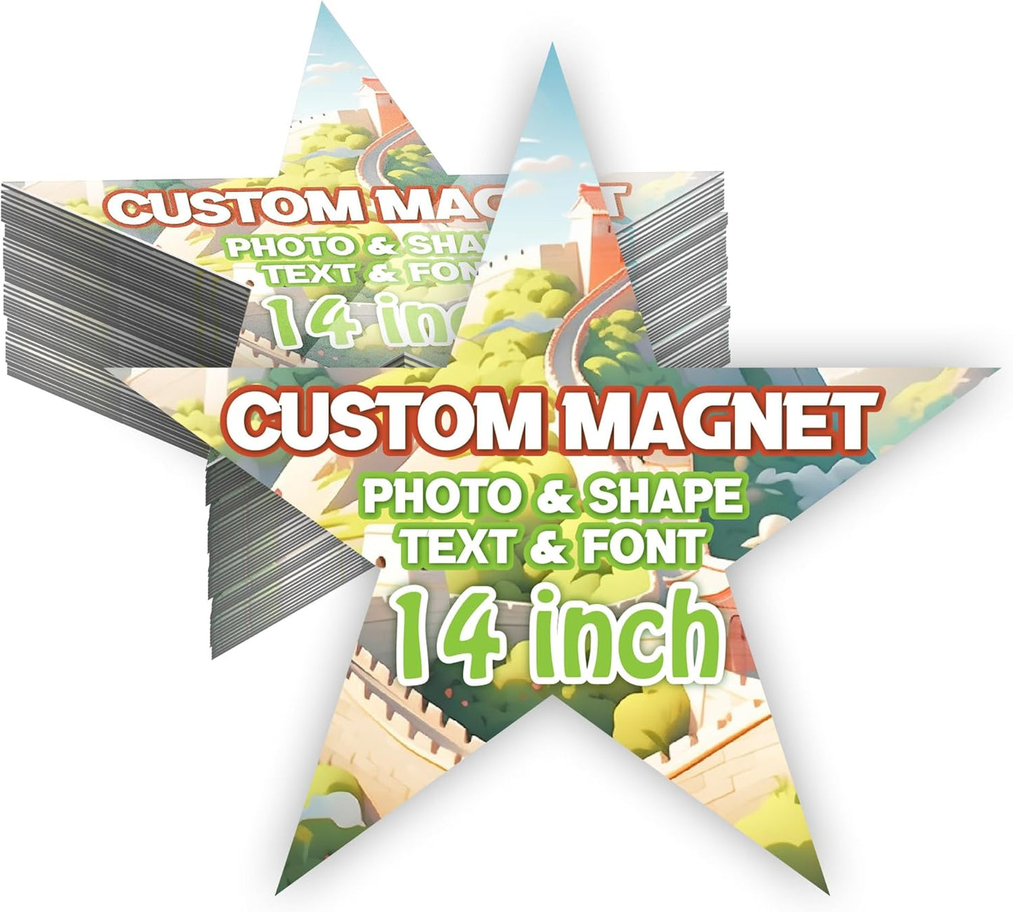 KETABAO – 14" Customizable Star Magnetic Photo Frames - add Your Image to Your Refrigerator, Storage Cabinet or car Magnet