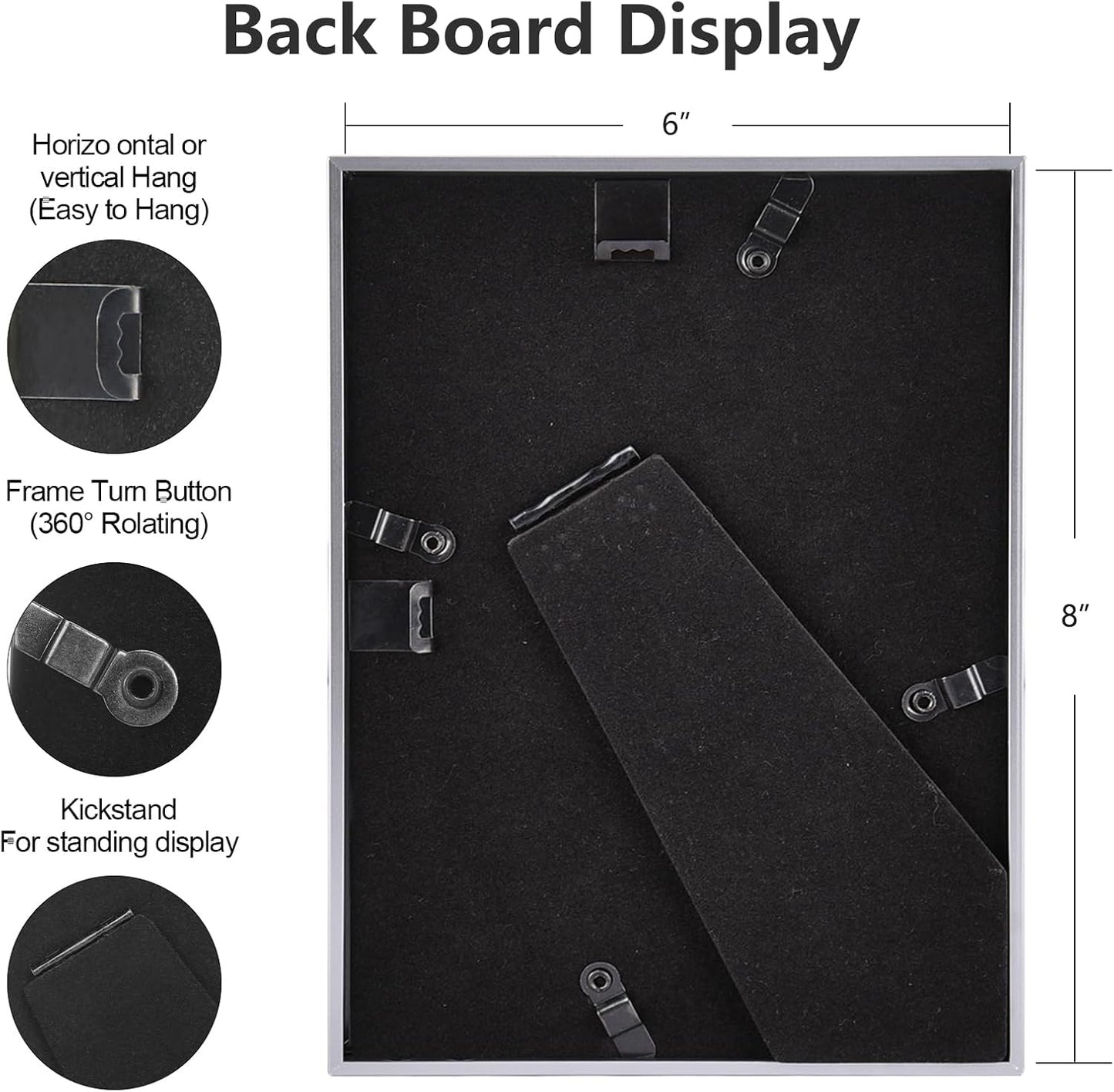 6x8 Picture Frame set of 2 Matte Silver Modern Simple Thin Aluminum Metal Photo Frame with HD Real Glass, Display for Tabletop and Wall Collage. (2 Pack)