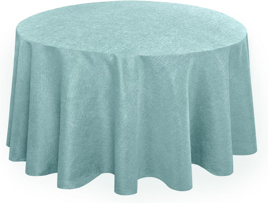 Hiasan Round Tablecloth 120 Inch Linen - Wrinkle and Stain Resistant Washable Polyester Fabric Table Cloth for Dining Room Kitchen Party, Aqua