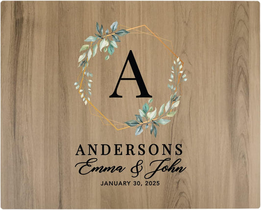 Andaz Press Large Wooden Welcome Sign for Wedding Rustic Welcome Sign 16" x 20" Custom Names & Date Geometric Greenery Fall Wedding Signage English Oak MDF Wood Finish Reception Indoor Outdoor Sign