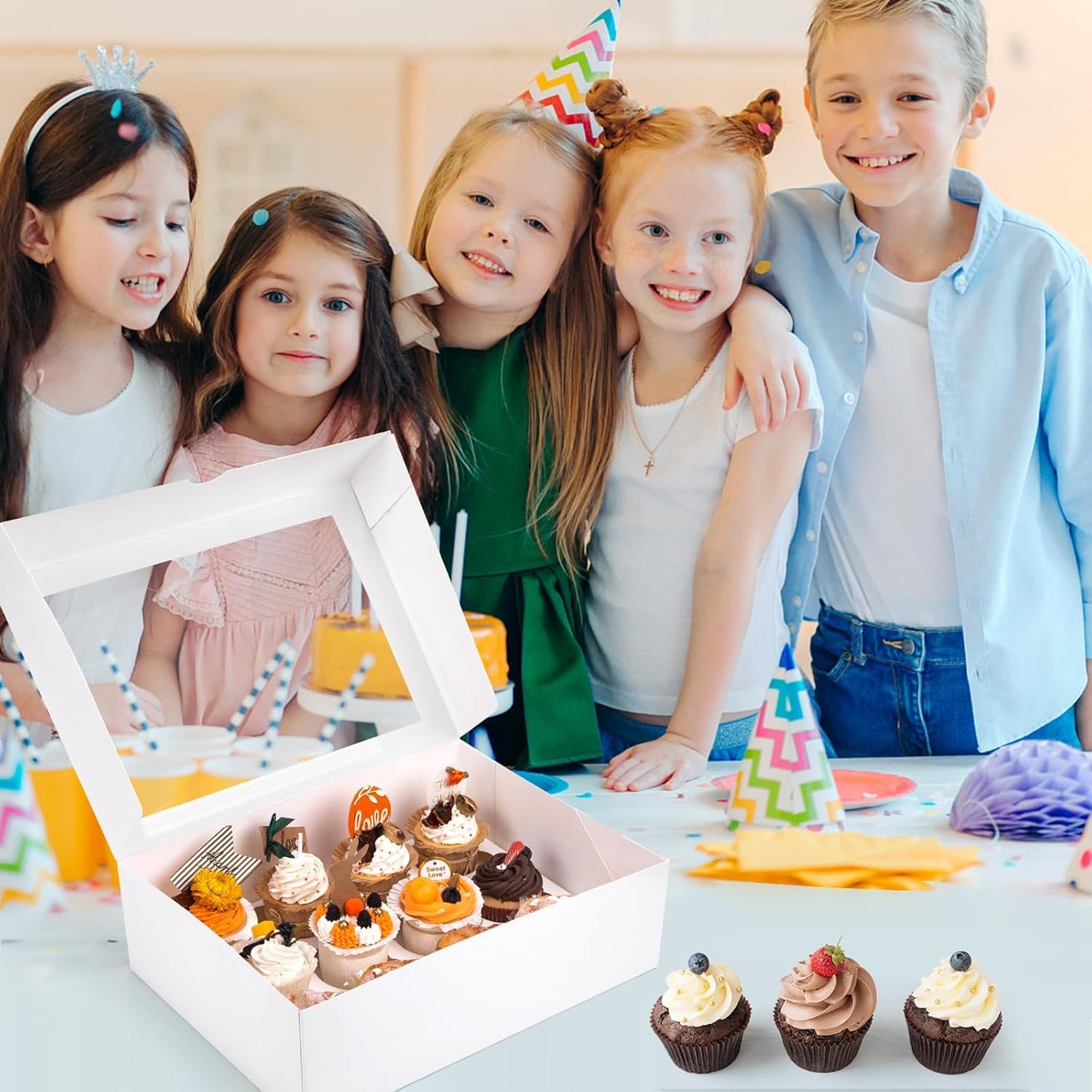 VGOODALL 2PCS White Cupcake Container, 12 Count with Window Boxes Holding 24 Pastry Box for Birthday Holiday Party Bakery Supplies