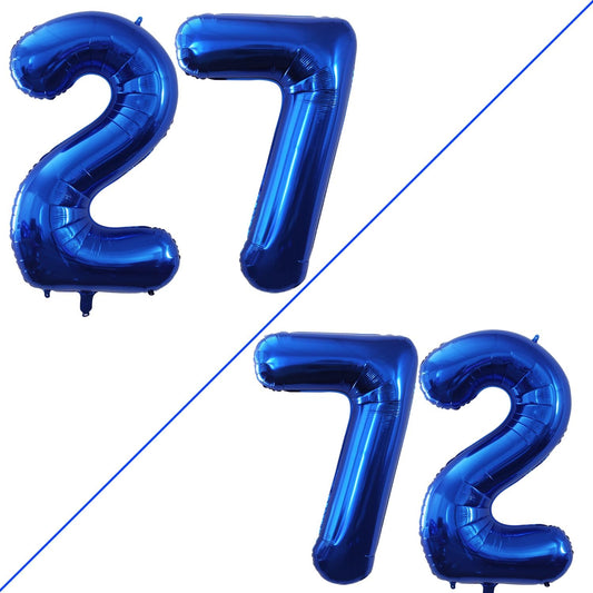 GOER Number 27 Balloons for 27th Birthday Party Decorations,42 Inch Jumbo Foil Helium 72 Balloons for 72nd Birthday Party Decoration (Blue)