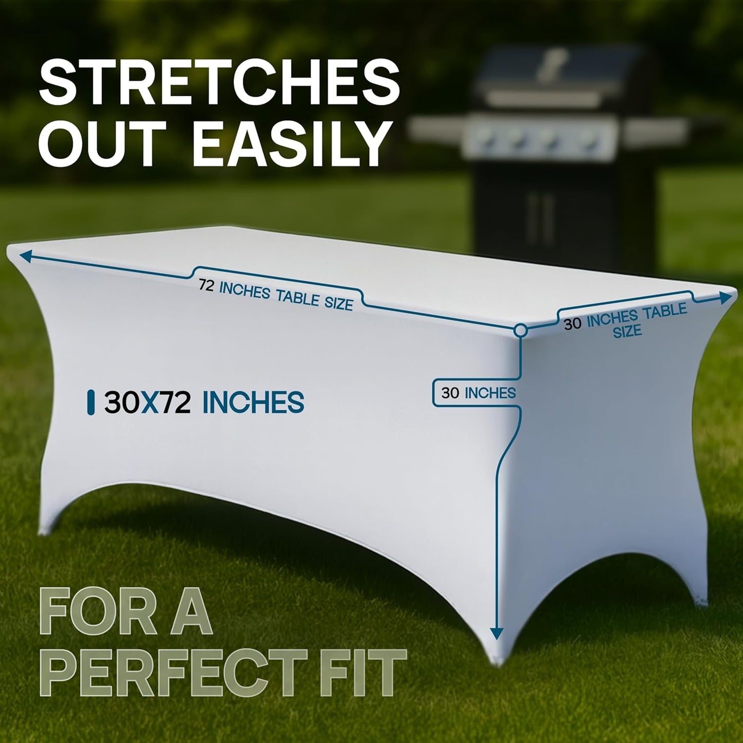 Stretch Spandex Table Covers 6FT, Pack of 2 Fitted Tablecloths for Rectangle Tables, Stretchy Wrinkle Resistant Folding Table Cover, White