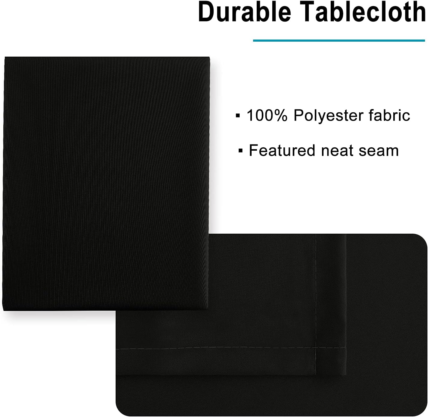 Hiasan Black Rectangle Tablecloth - Waterproof Washable Polyester Fabric Table Cloth for Party, Wedding, Banquet and Restaurant, 90 x 156 Inch