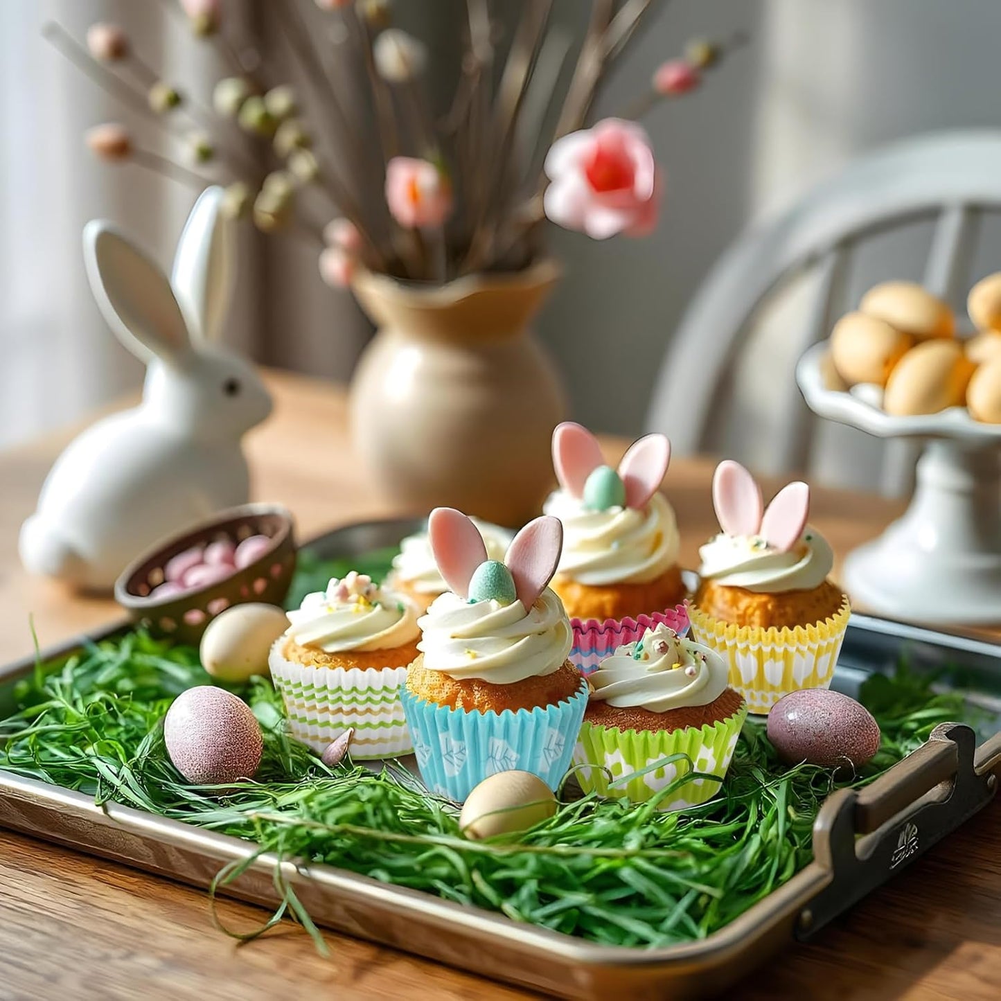600 Count Easter Cupcake Liners for Baking Mini Baking Cups Easter Holiday Cupcake Wrappers for Birthday Party Decorations Candy Make Baking Supplies