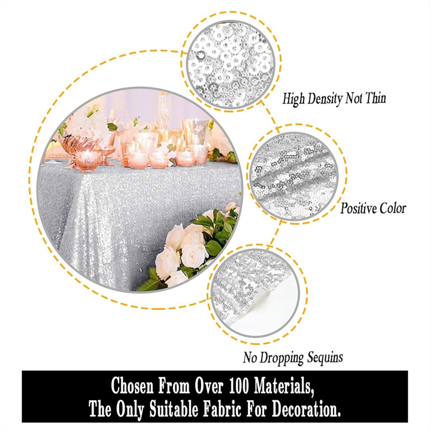 ShinyBeauty Sequin Tablecloth Silver 72''x72'' Square Glitter Table Cover Silver Table Cloths for Parties Wedding TableCover Event Decor Sparkley Tablecloth Kitchen Linen