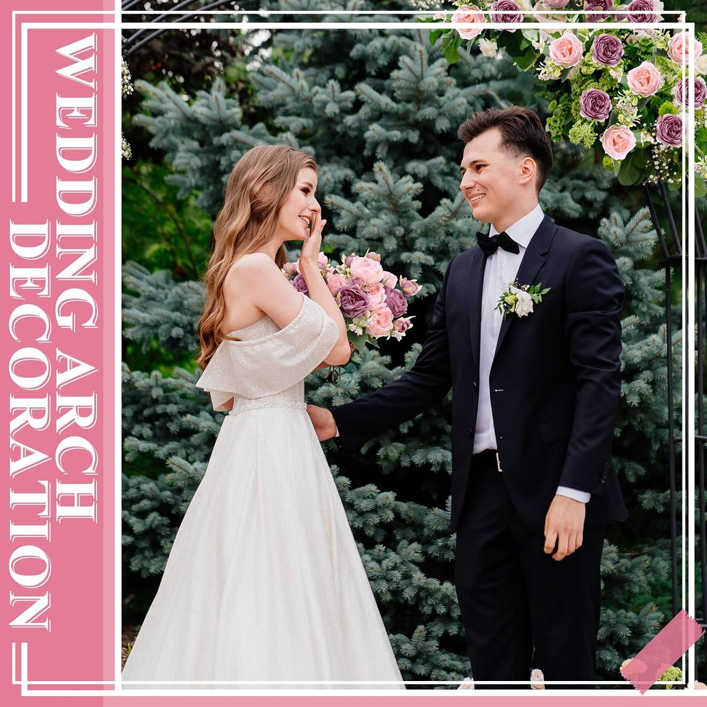 8 Bundles Artificial Peonies Flowers Boho Faux Flowers Arrangements Artificial Centerpiece Spring Bouquet Floral Wedding Decoration for Vase(Pink, Dark Pink)