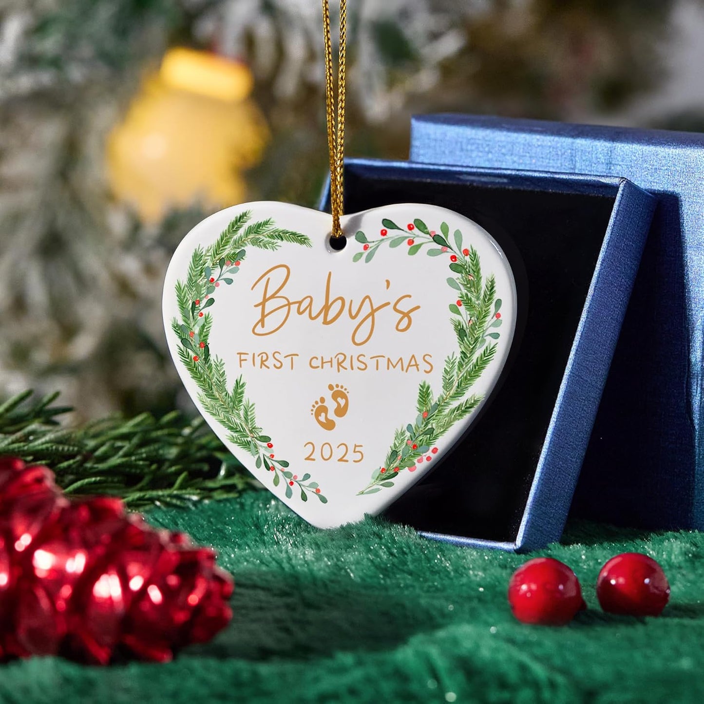 Baby's First Christmas Ornament 2025,Babys First for Girl,Boy Crystal Glass Ornaments with Box Newborn Gifts Keepsak