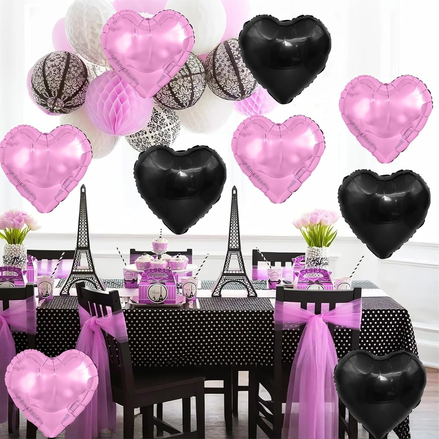 Black Purple Heart Balloons,12Pcs 18Inch Cream Purple Black Heart Shaped Foil Helium Balloons for Baby Shower Birthday Anniversary Wedding Engagement Party Decorations