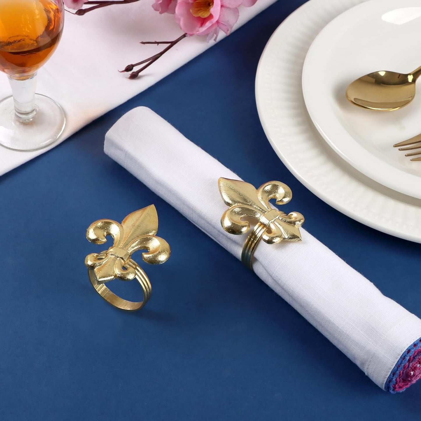 Gold Napkin Rings - Set of 12 | Elegant Metal Serviette Holders for Cloth Napkins | Durable & Reusable Table Decor for Dining, Weddings, Parties, Holidays & Special Events - ALPHA Living HOME