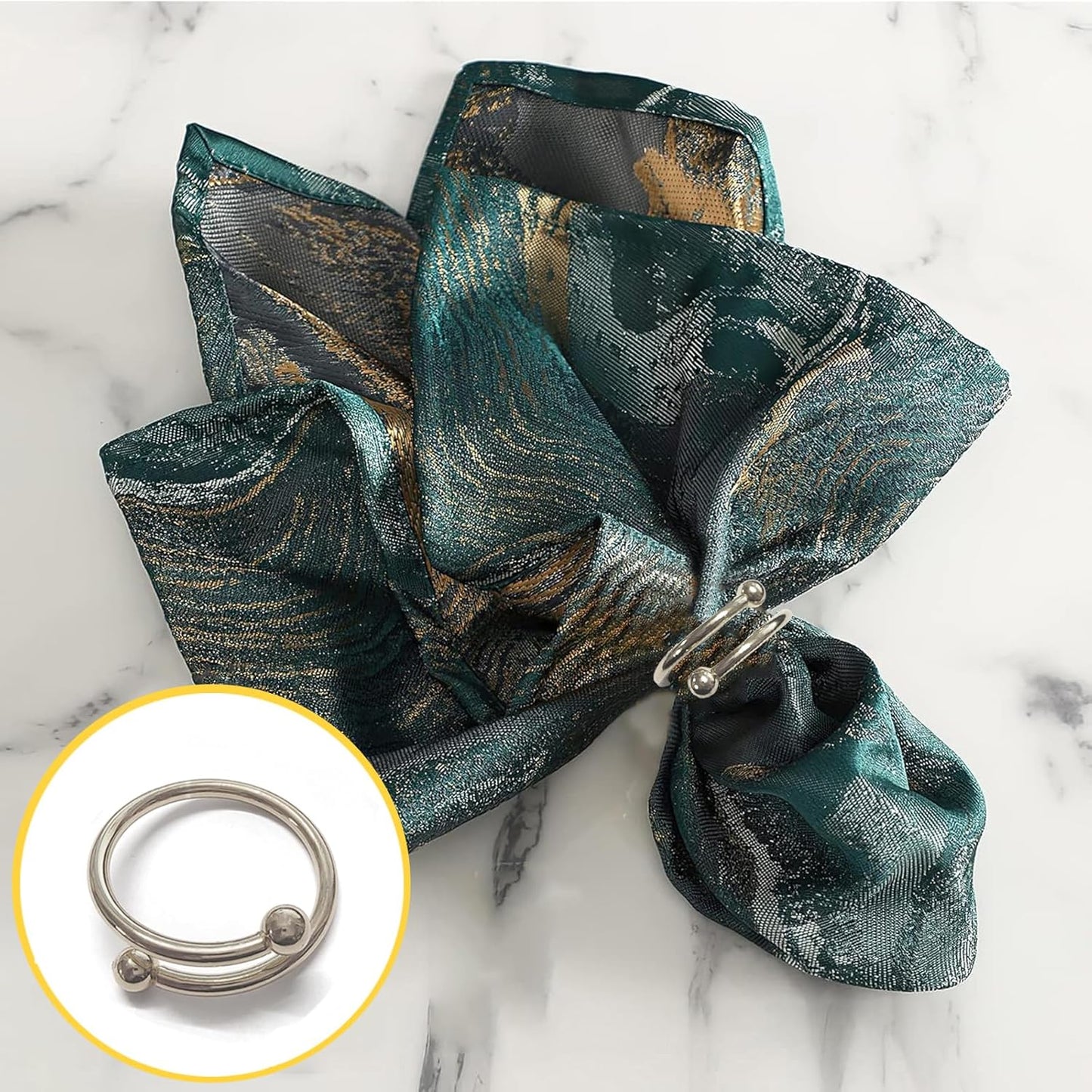 8 Pcs Silver Napkin Rings - Round Napkin Ring,Stainless Steel Napkin Rings,Metal Napkin Ring for Table Settings Wedding Christmas Party Dinner Table(Spring Type)