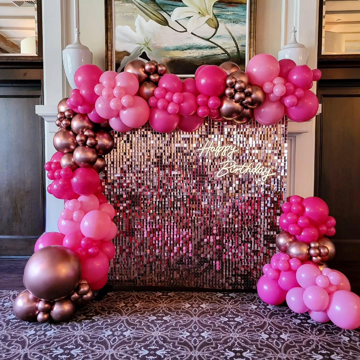 Hot Pink Balloons Garland Kit, 124pcs Light Pink Metallic Latex Balloons Arch for Birthday, Baby Shower, Princess Theme Party Decoration