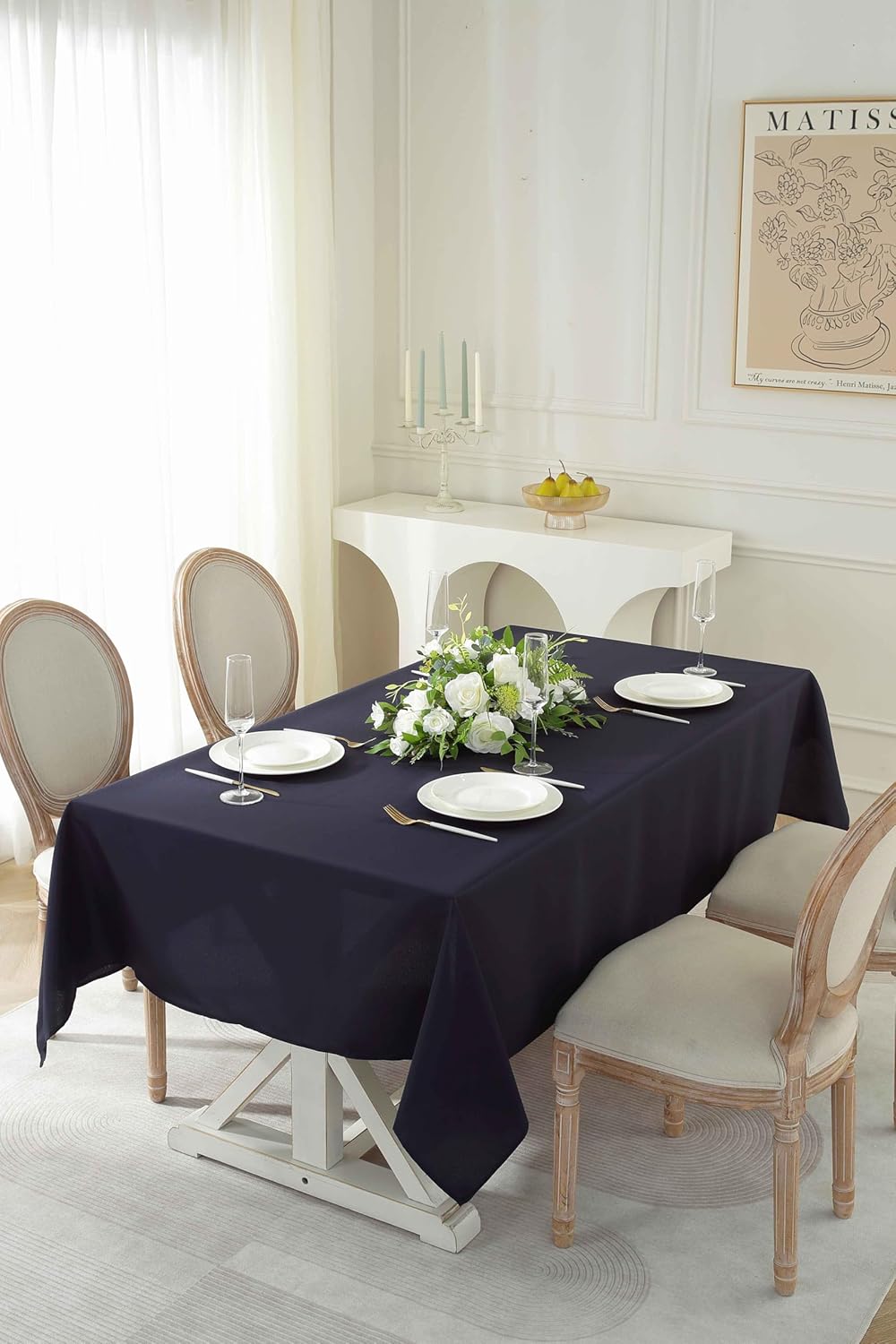 Craft And Party Rectangle Tablecloth, 70 x 120 Inch Navy Blue Tablecloth, Polyester Fabric Washable Table Cloth for Home, Party, Wedding or Restaurant Use.