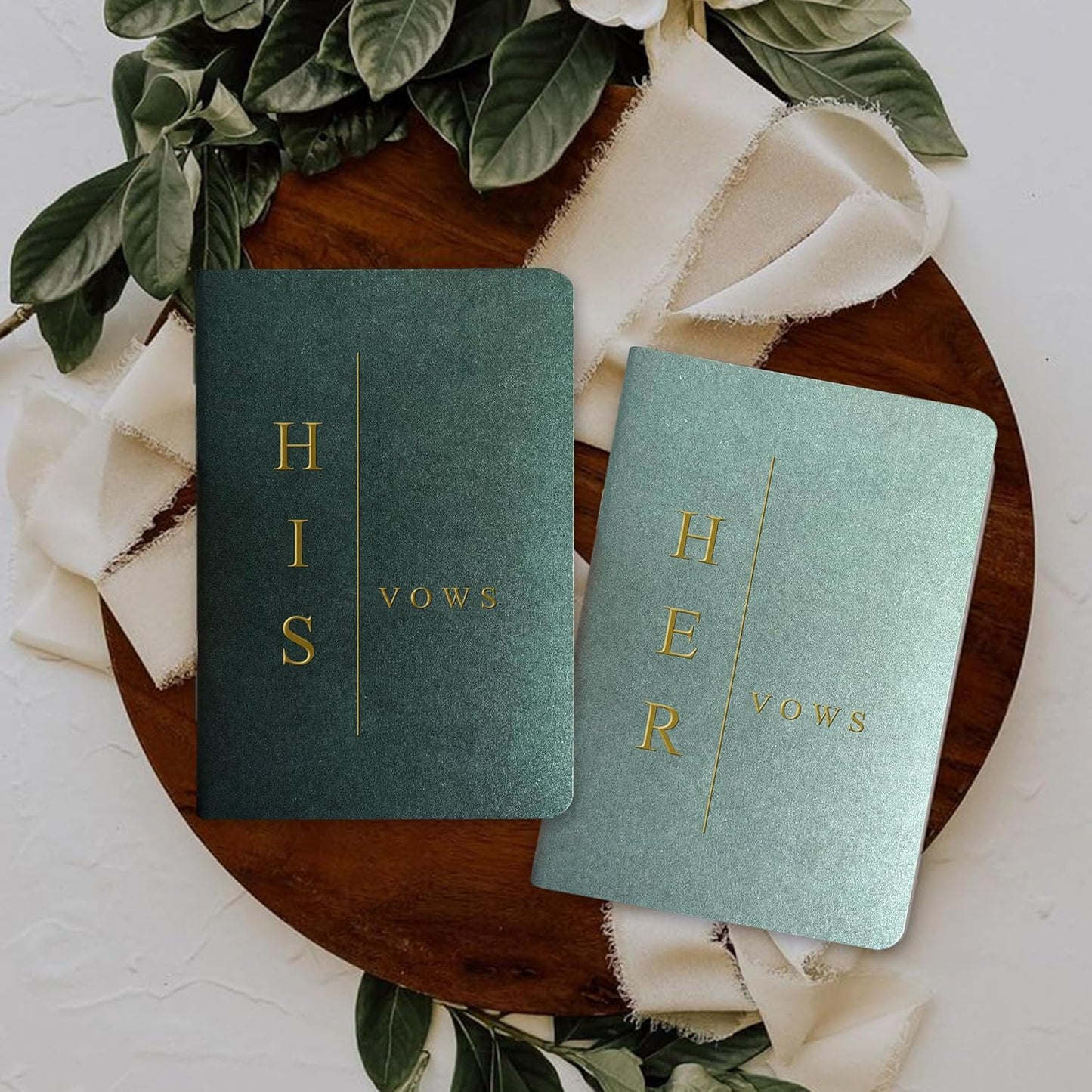 Vow Books His and Hers Wedding Vow Books Bride and Groom Vow Books Wedding Essentials Wedding Accessories(TR-HH-Sage)