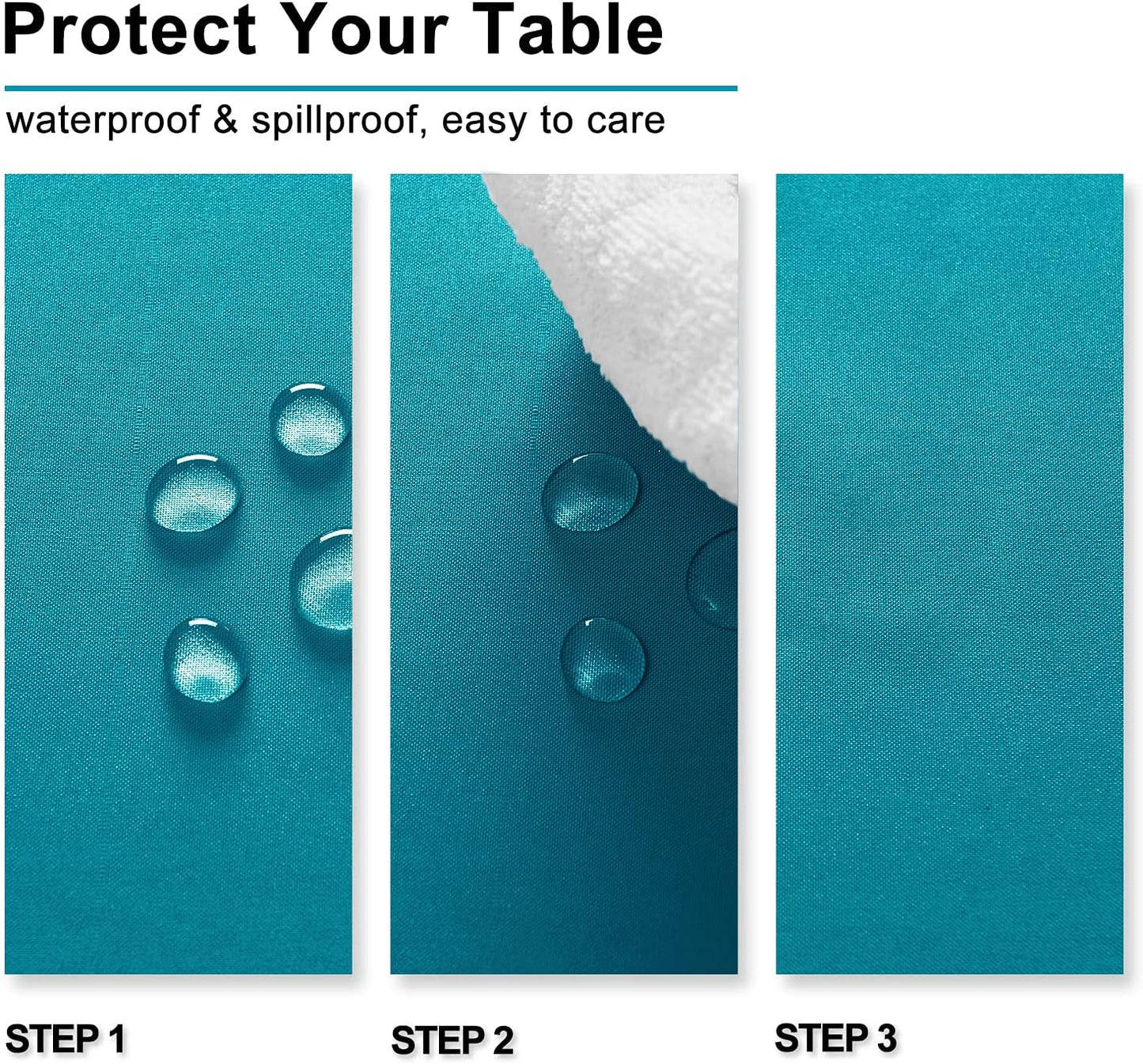 Hiasan 2 Pieces Turquoise Rectangle Tablecloth - Water Resistant and Spillproof Dining Room Washable Fabric Table Cloth for Dining Room, Polyester, 52 x 70 Inch