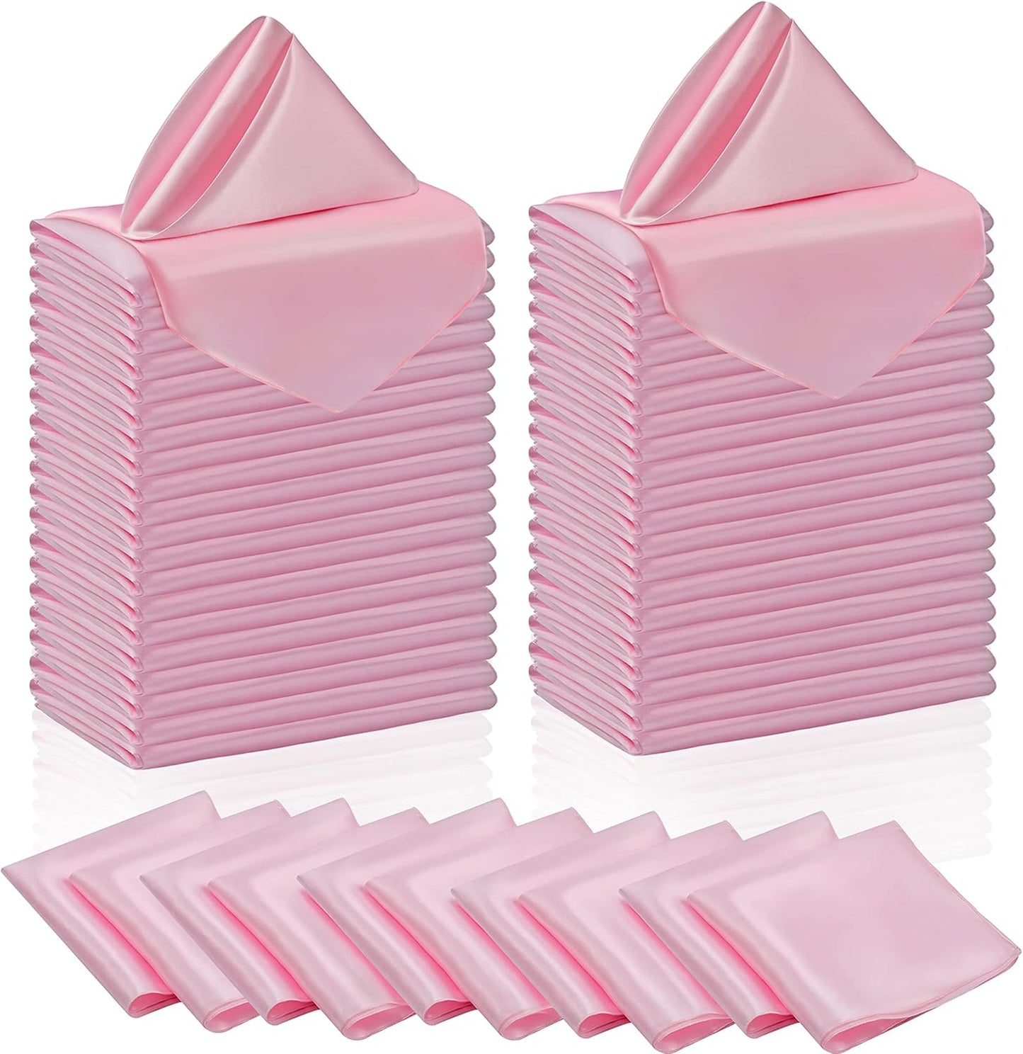 Manyshofu 50 Pieces Blush Pink Satin Napkins - 12x12 Inches Cloth Napkins, Square Satin Fabric Napkin Set - Soft & Reusable Table Napkins for Wedding Dinner Party Lunch Banquet Restaurant Decoration