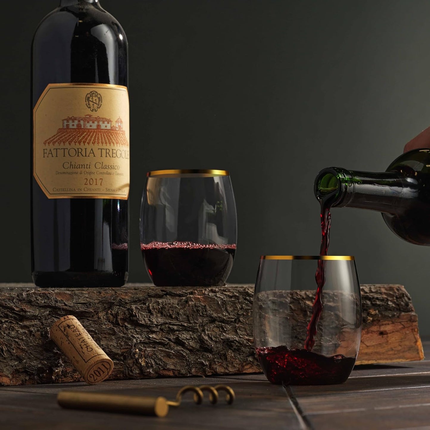 Munfix 48 Pack Plastic Stemless Wine Glasses with Gold Rim, Disposable 12 Oz Clear Plastic Wine Cups Shatterproof Recyclable and BPA-Free