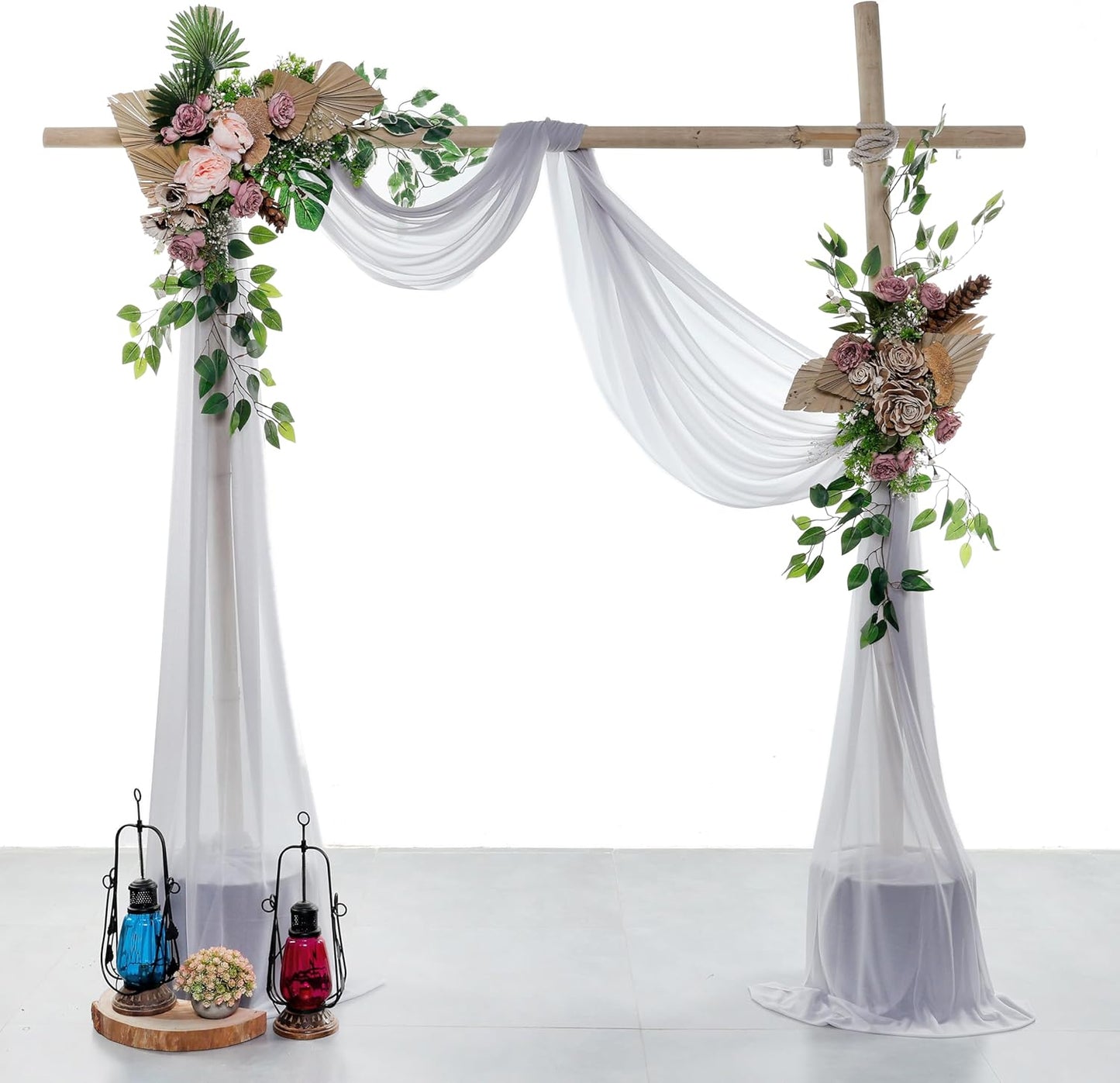 VDS Pack of 1 Panel (30 Inch X 40 Feet) Wedding Arch Draping Fabric Sheer Chiffon Fabric Drapery for Wedding Ceremony Reception Swag Backdrop Canopy Chuppah ARBO Altars Decoration (Cool Grey)
