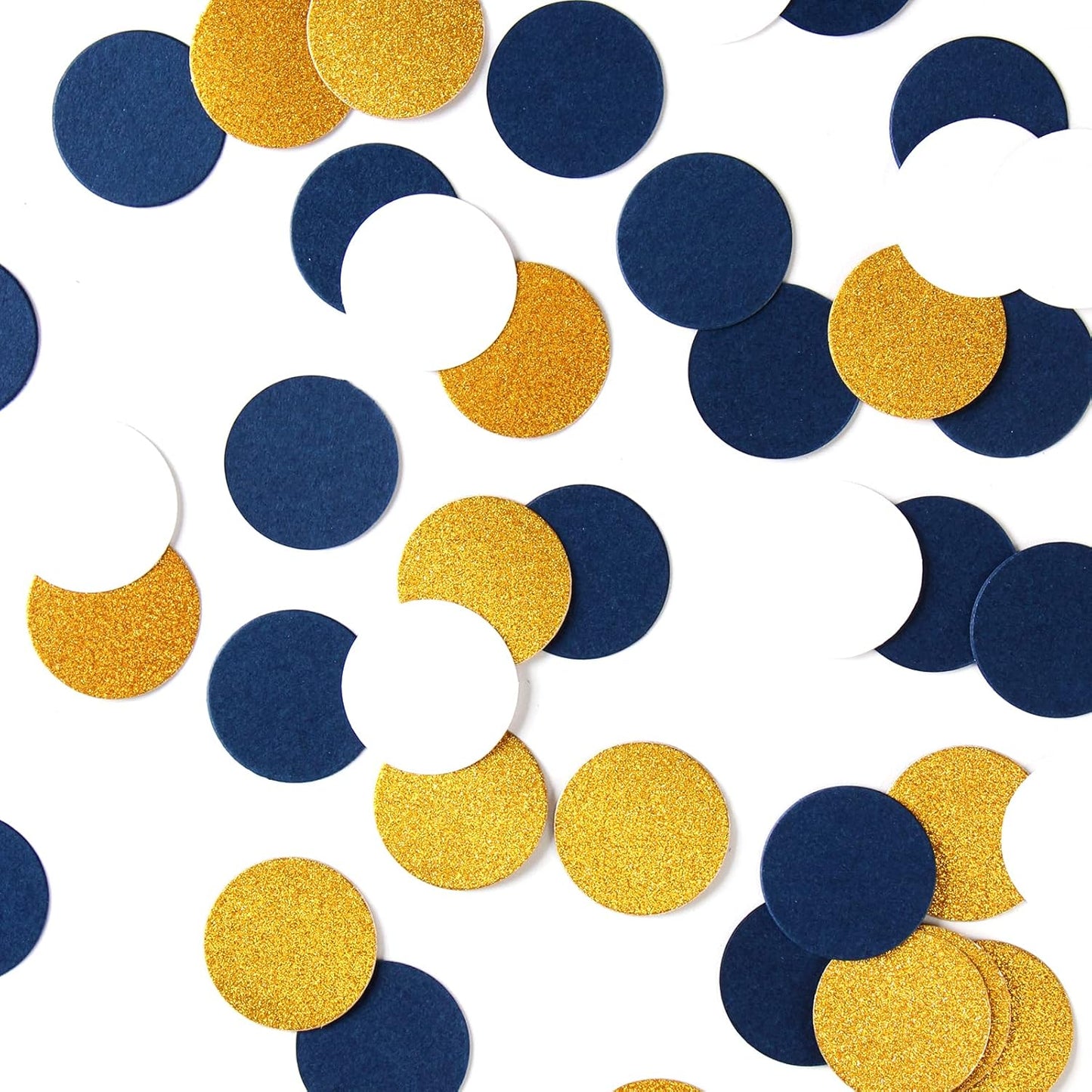 Navy Blue White Gold Confetti Birthday Decorations for Boys Glitter Paper decor Sprinkles Biodegradable Table Confetti Round for Graduation Wedding Baby Shower Party Lasting Surprise 300pcs