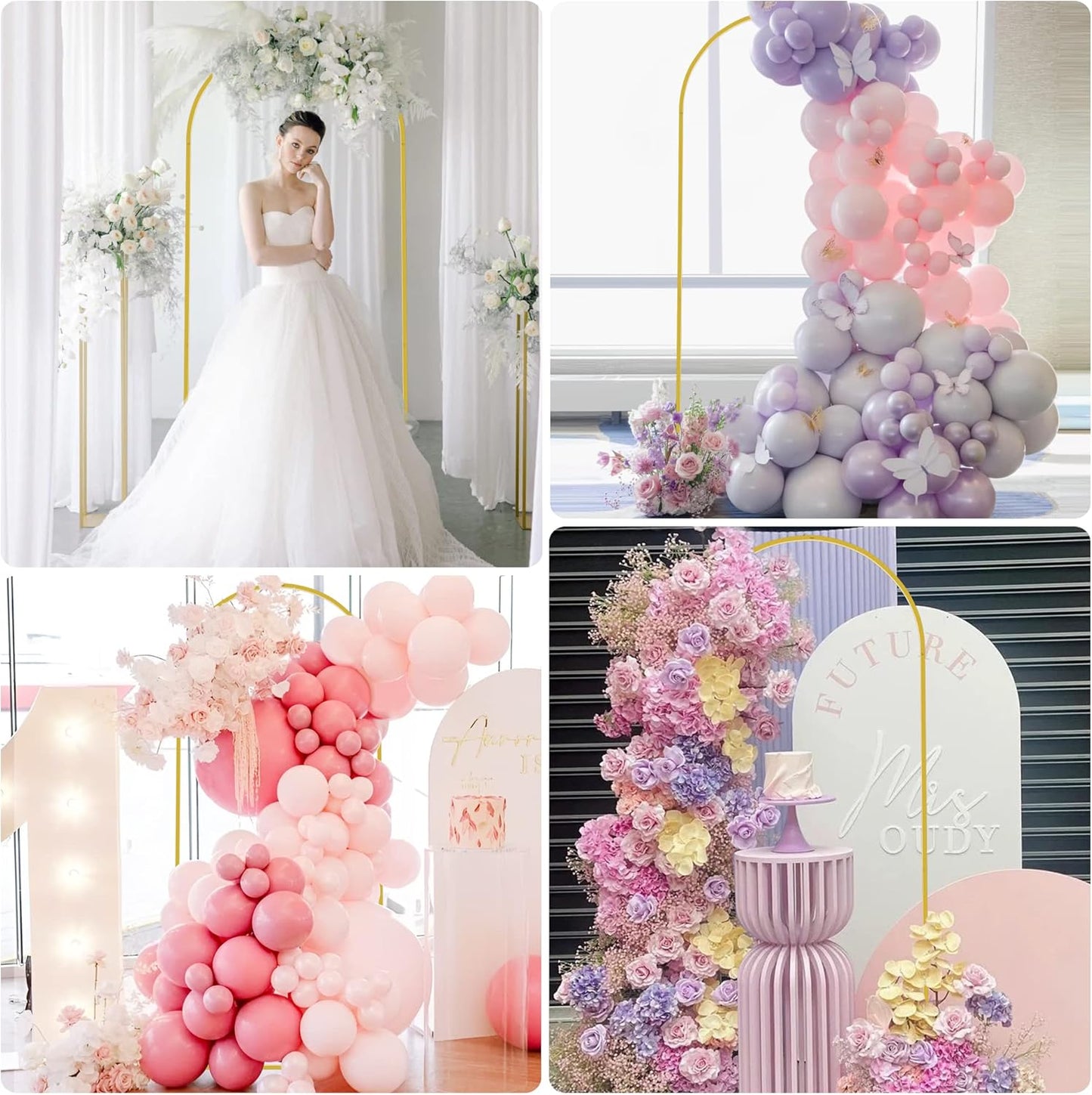 Wokceer 6 FT Wedding Arch Backdrop Stand Metal Arch Chiara Backdrop Stand for Wedding Ceremony Birthday Party Bridal Baby Shower Photo Booth Garden Floral Balloon Arch Decoration