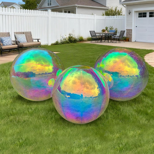3PCS Iridescent Inflatable Mirror Ball, Big Shinny Balls Reusable Large PVC Disco Ball Balloon for Large Event Decoration, Party, Concerts, Stage, Wedding Decor, Without Air Pump