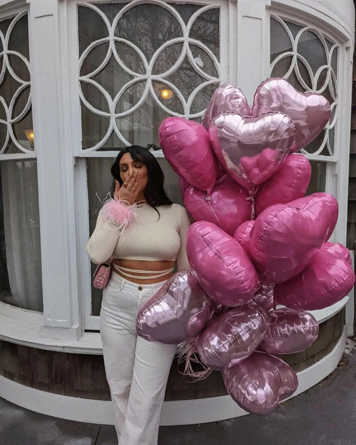 Rose Gold Heart Shaped balloons Pack of 12,18 Inch Silver Love Valentine Balloons Pink Heart Romantic Balloons For Valentines Day Propose Marriage Wedding Bridal Shower Engagement Party Decorations