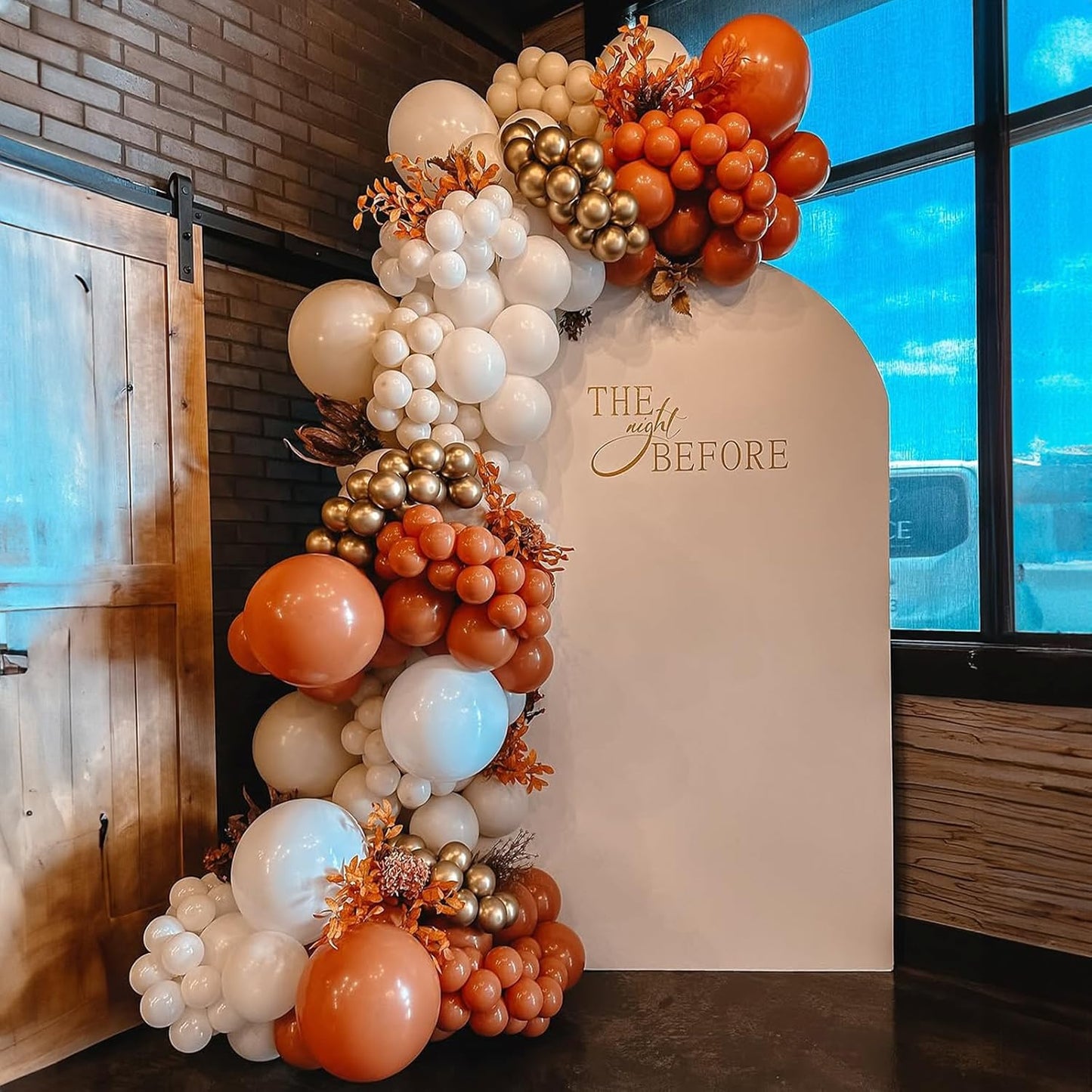 Orange Gold Balloons, 12 Inch Burnt Orange White Balloons with Metallic Gold Balloon for Autumn Harvest Thanksgiving Fall Pumpkin Theme Birthday Baby Shower Bridal Wedding Graduation Party Decorations
