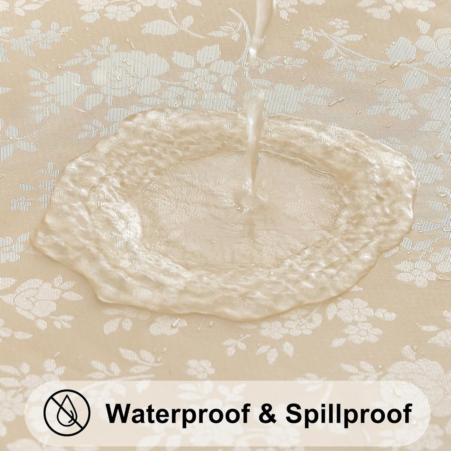 Smiry Rectangle Table Cloth, Waterproof Heavy Duty Vinyl Tablecloths, Wipeable Washable Table Cover for Kitchen and Dining Room (Beige, 60" X 120")