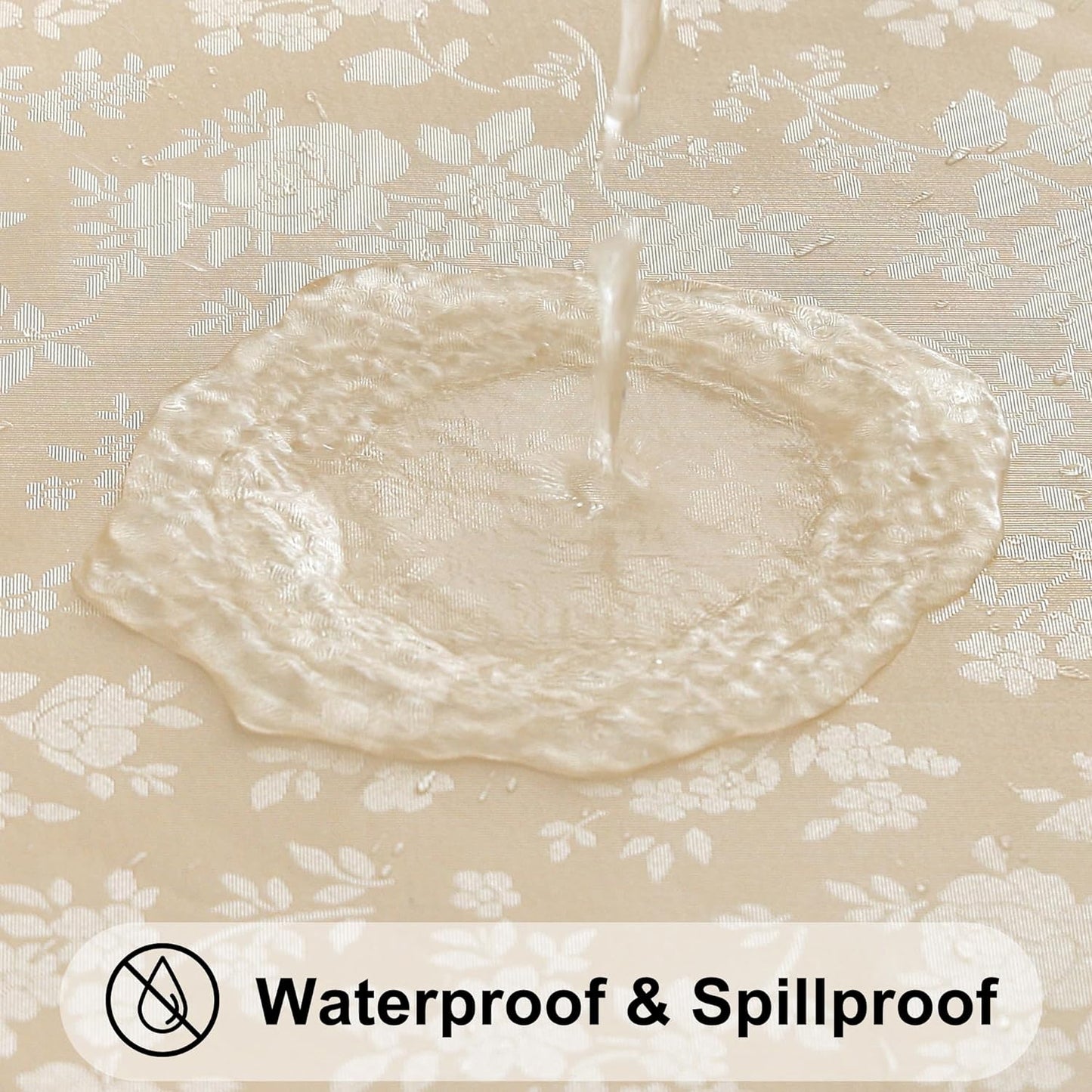 Smiry Rectangle Table Cloth, Waterproof Heavy Duty Vinyl Tablecloths, Wipeable Washable Table Cover for Kitchen and Dining Room (Beige, 54" X 120")