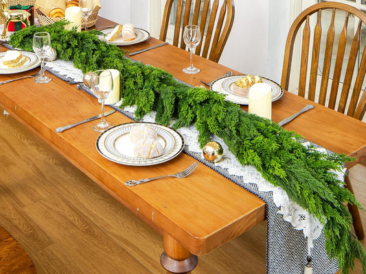 6FT Christmas Garland Cypress Garland Artificial Pine Garland Realistic for Mantle Stairs Table Wall Front Door Indoor Outdoor Christmas Xmas Decor Home Party Decorations