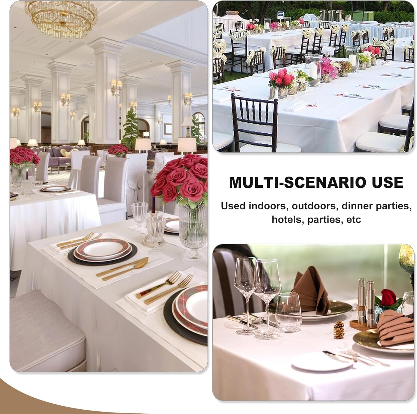 Fitable White Tablecloths for Rectangle Tables, 6 Pack - 70 x 120 Inches - Reusable and Washable Table Clothes for 6-8 Ft Tables, Polyester Fabric Table Covers for Wedding, Party, Banquet