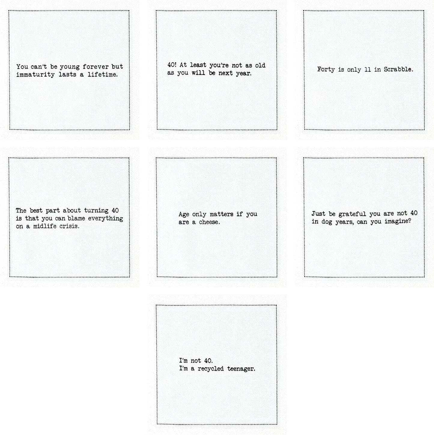 Five Star Napkins 40th Birthday Quotes White Cotton Cocktail Napkins, Beverage Napkins, Bar Napkins, Cloth Napkins, Party Napkins, Events, Holidays, Weddings, Birthdays, Disposable, 4.5" x 4.5"- (50x)